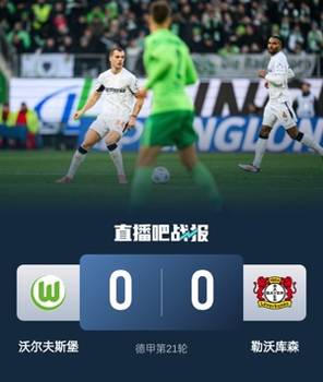 德甲-勒沃库森0-0沃尔夫斯堡落后榜首8分 穆基勒失空门